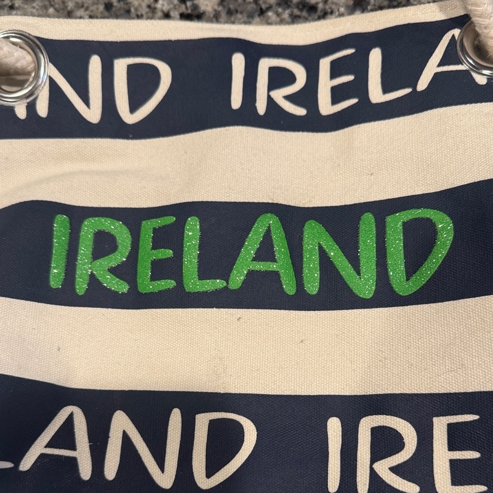 Ireland Canvas Tote Bag - Cream and Navy - Picture 2 of 8
